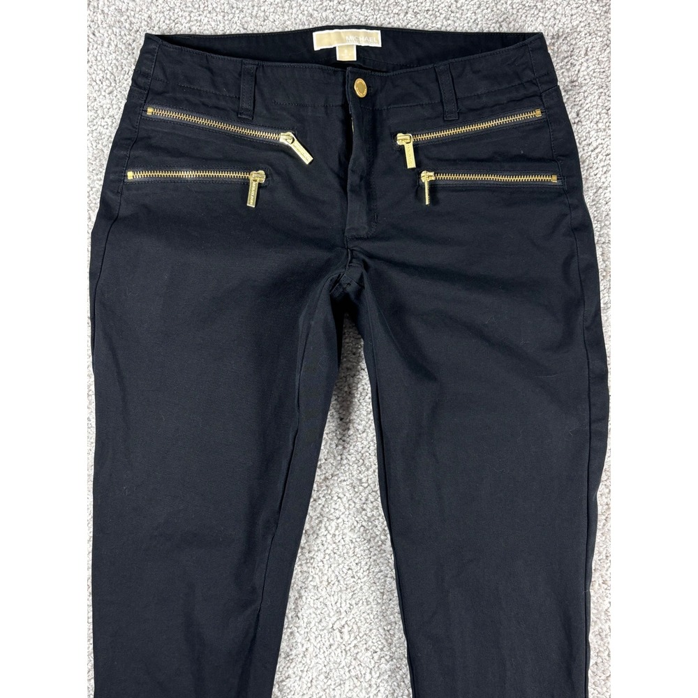 MICHAEL KORS Black Zip Detail Skinny‎ Pants Women Size 8